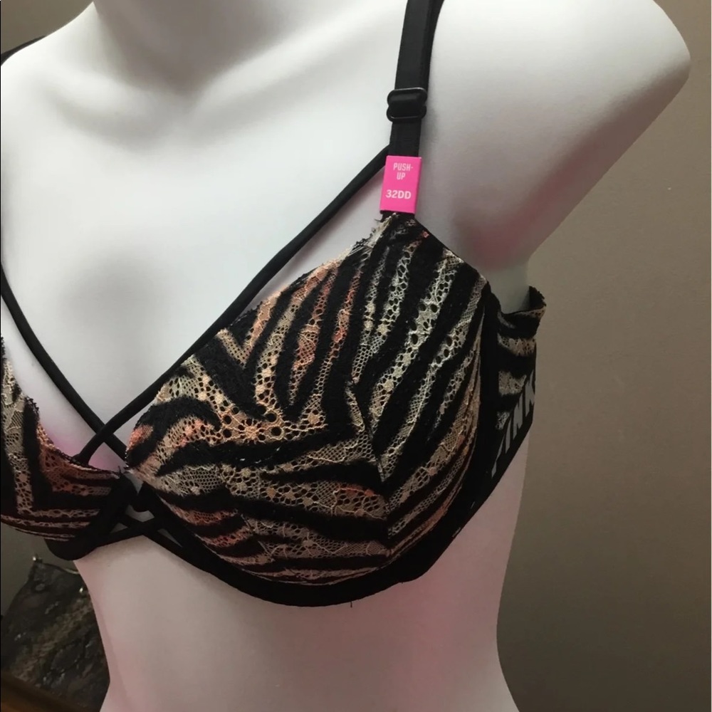 Pink date night Zebra lace Push-up bra - Picture 2 of 5